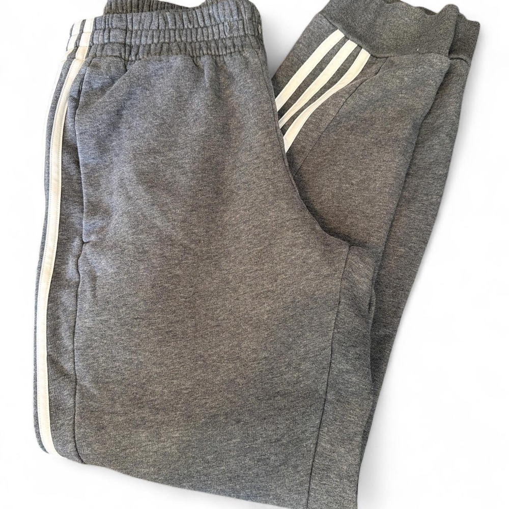 Adidas Essentials 3-Stripes Joggers Gray White Mens M Track Pants Sweatpants - Picture 7 of 8